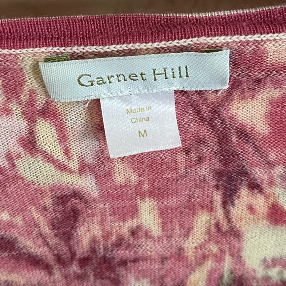 Garnet Hill 100% Merino Wool Open Front Print Cardigan M - Picture 3 of 3